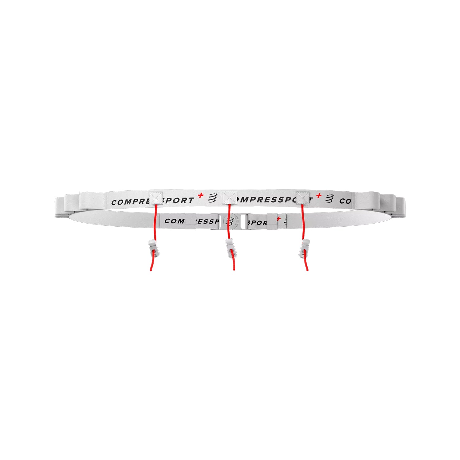 Cinturón  Blanco Portadorsal Compressport |  Ajustable con Enganches para Geles